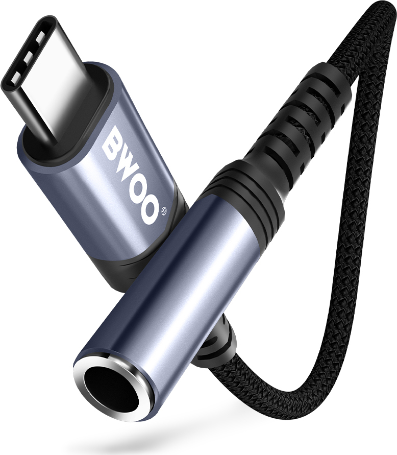 Adaptér BWOO AUX 3,5 mm - USB-C černý BZ47