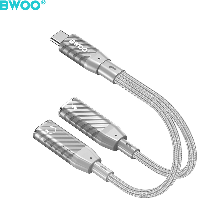 BWOO BZ68 2v1 adaptér USB C - 2 x USB C porty šedý