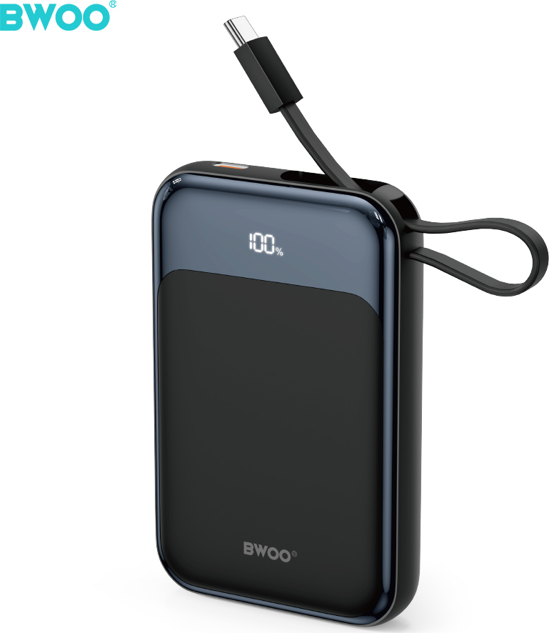 Powerbanka BWOO PD 20W 10000 mAh s USB-C kabelem a displejem P80 černá