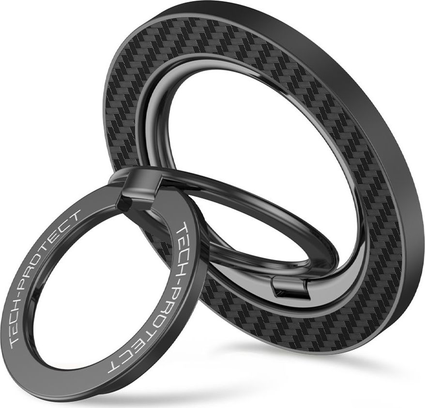 Tech-Protect MMR800 MagSafe magnetický prsten a stojánek na telefon Carbon Black