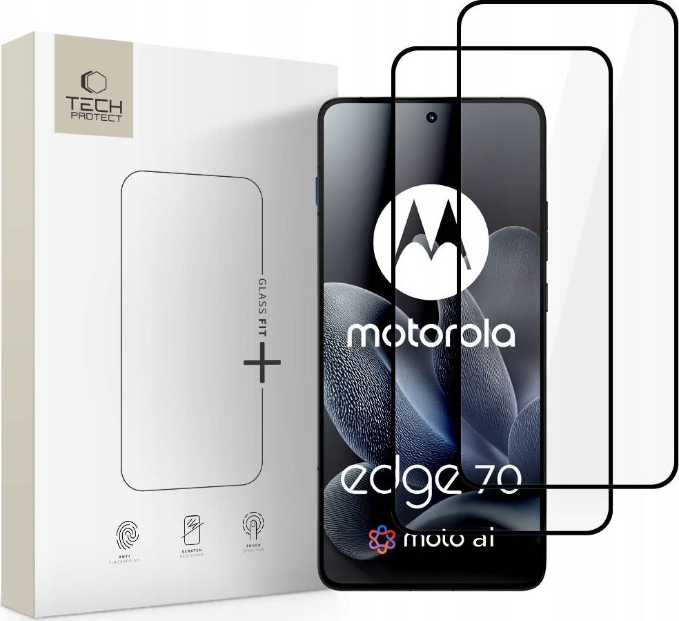 Tvrzené sklo TECH-PROTECT GLASS FIT+ 2-PACK MOTOROLA EDGE 70 5G BLACK
