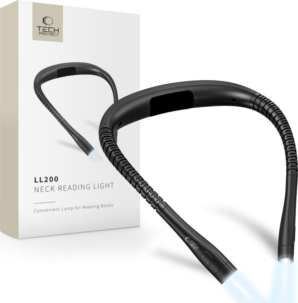 TECH-PROTECT LL200 Led lampa na čtení na krk s nastavitelným jasem a teplotou světla, černá