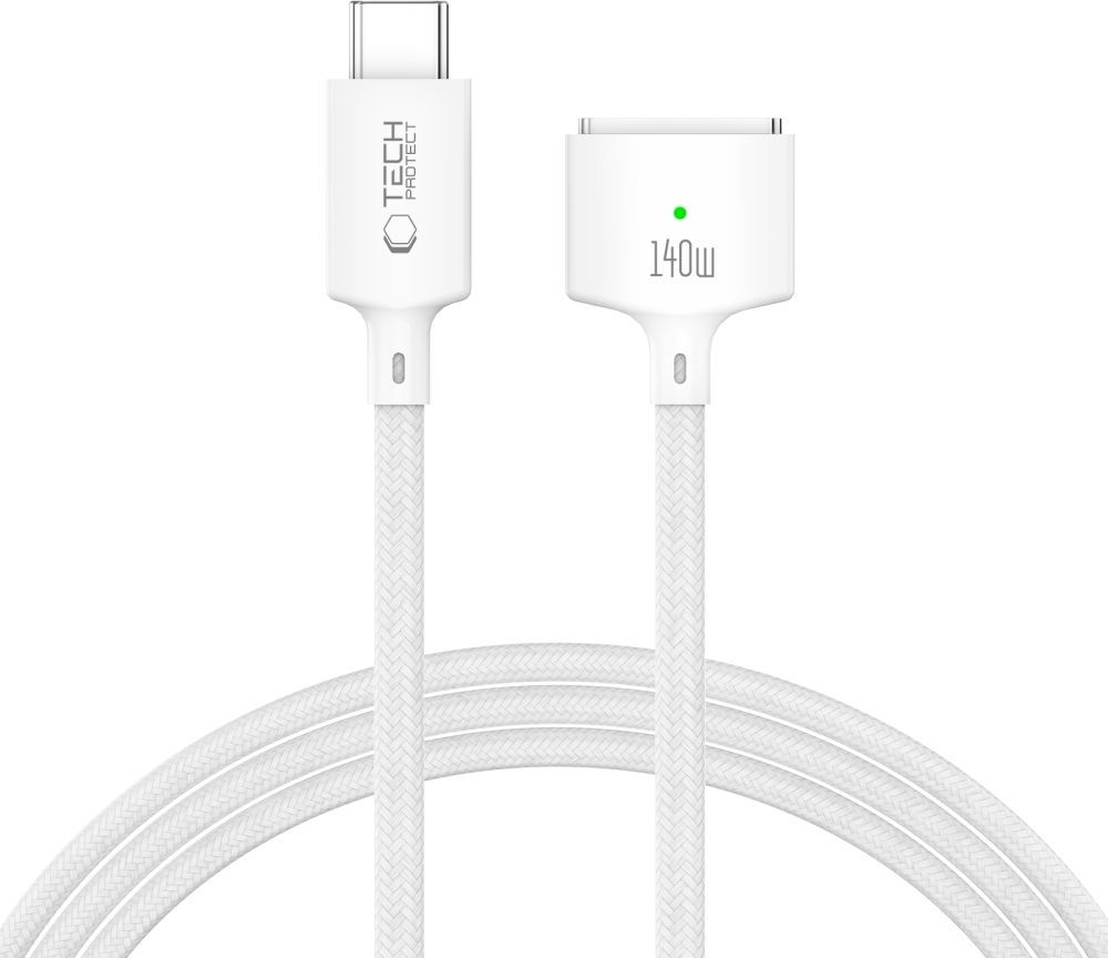 TECH-PROTECT MMC01 ULTRABOOST Magnetický nabíjecí kabel pro MacBook USB-C na MagSafe 3 140W 200cm, white