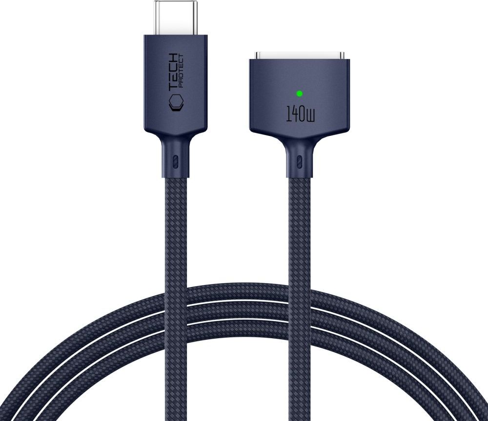 TECH-PROTECT MMC01 ULTRABOOST Magnetický nabíjecí kabel pro MacBook USB-C na MagSafe 3 140W 200cm, midnight blue