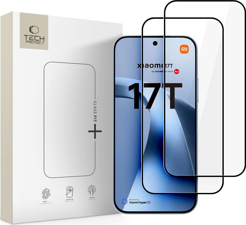 Tvrzené sklo TECH-PROTECT GLASS FIT+ 2 kusy v balení pro Xiaomi 17T černé
