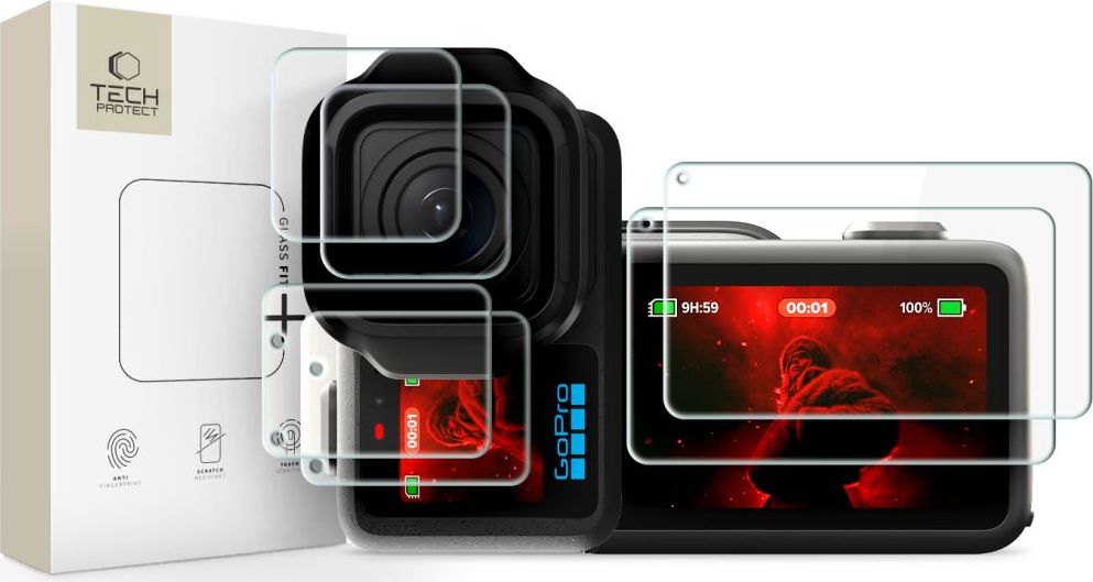 TECH-PROTECT FOIL & GLASS FIT+ set 2x ochranných skel a fólií (6 kusů) pro GOPRO MISSION 1 / PRO CLEAR