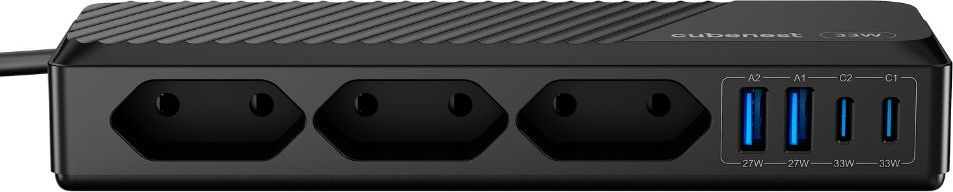 Cubenest PowerStrip SlimLine 2xUSB-A + 2x USB-C 33W Black