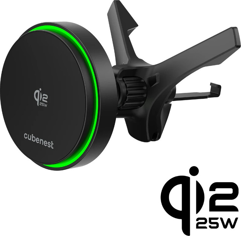 CubeNest SQ1C4 MagSafe magnetický Qi2.2 držák do auta s 25W bezdrátovým nabíjením, černý