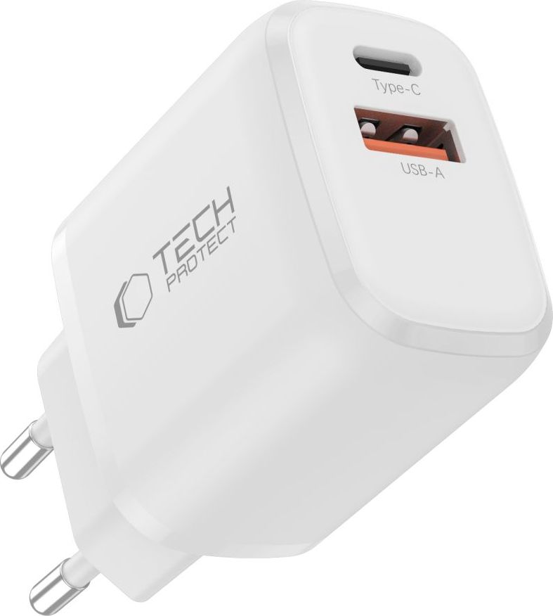 Tech-Protect GaN 2-portová síťová nabíječka PD 65W / QC3.0 NCA65W-GAN bílá