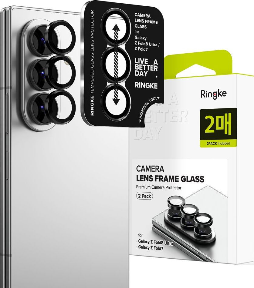 RINGKE CAMERA FRAME 2-PACK Ochranné sklo na čočky fotoaparátu pro Galaxy Z Fold 7 / 8 Ultra, černé (2 kusy v balení)