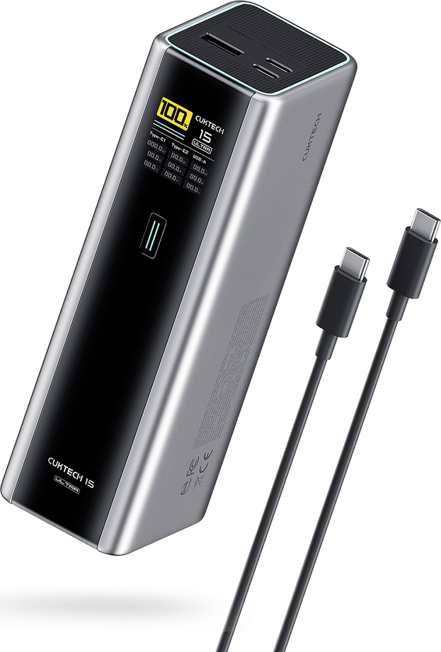 Powerbanka Cuktech CKPB200UGLGR 210W 20000mAh 2 x USB-C 1 x USB-A - šedá