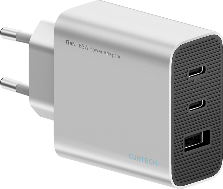 Nabíječka do zásuvky Cuktech 65W GaN 2xUSB-C 1xUSB-A - šedá