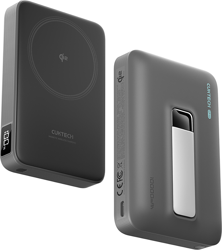 Cuktech WPB100 10000 mAh Qi2 magnetická powerbanka 30W se stojánkem - černá