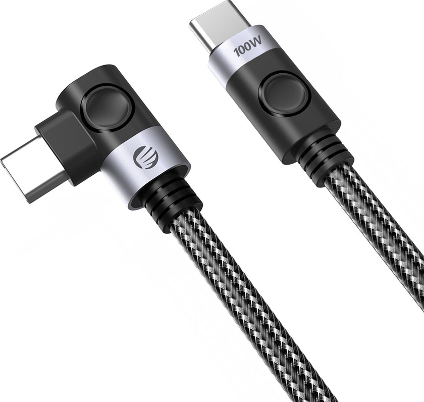 Orico C2CWT USB-C na USB-C PD úhlový kabel 100W 20Gbps 4K 60Hz 2m - černý