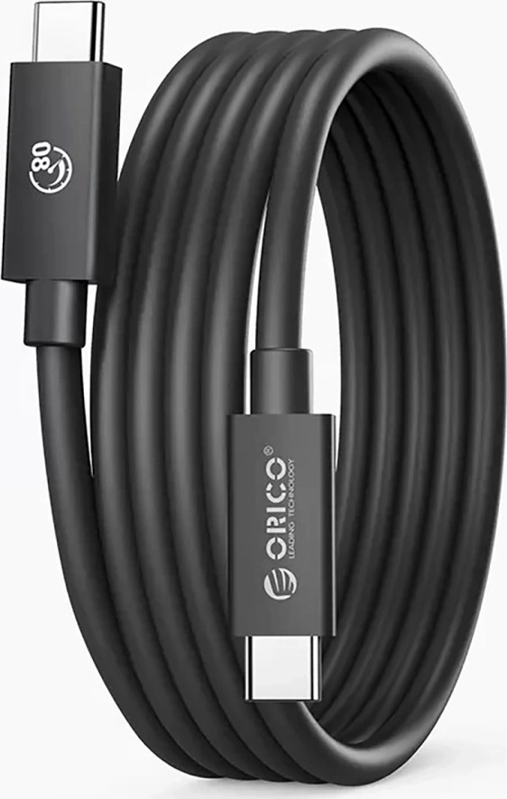 Kabel Orico USB4 kompatibilní s Thunderbolt 5 80 Gbps 240W USB-C na USB-C 2 m - černý