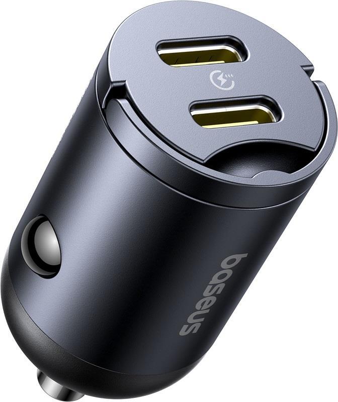 Baseus Tiny Star Mini Nabíječka do Auta USB-C/USB-C 30W Cosmic Black