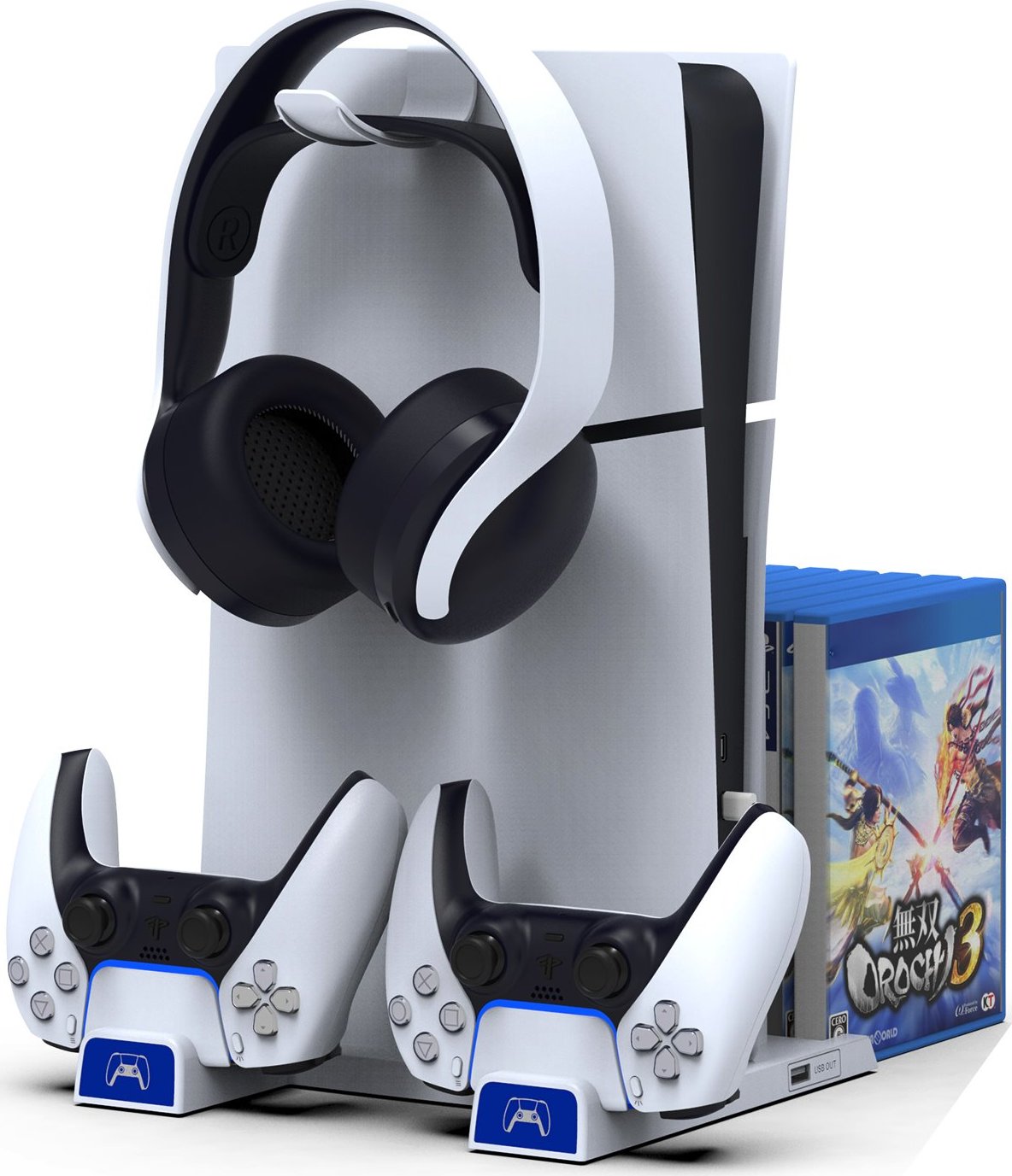 iPega P5S009 Multifunkční Nabíjecí Stojan pro PS5 Slim White