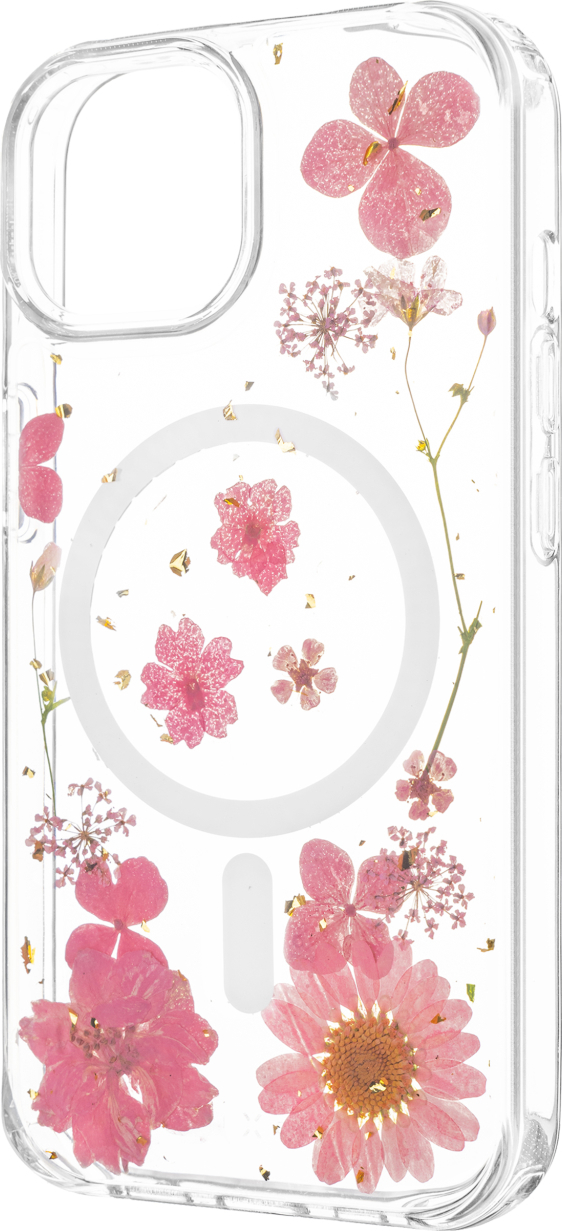 Zadní kryt FIXED MagBloom s podporou MagSafe pro Apple iPhone 15, Pink Blossom