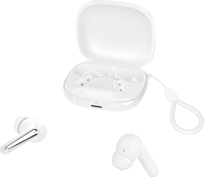 Bluetooth sluchátka XO G53 TWS bílá, ANC + ENC se stojánkem