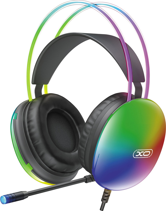 Drátová sluchátka XO GE11 jack 3,5mm - USB-A černá RGB mikrofon