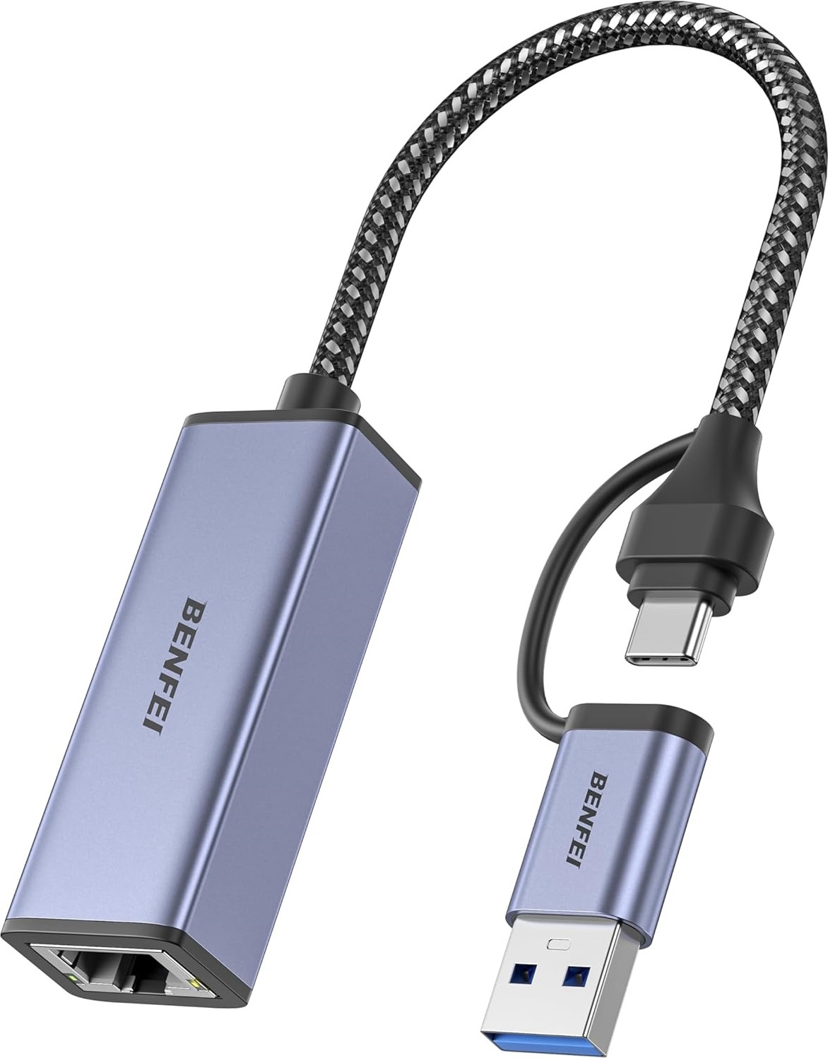 Adaptér BENFEI USB A USB C na RJ45 USB 3.0 šedý