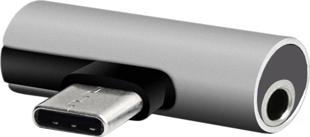 Adaptér Setty USB-C - audio jack 3,5 mm + USB-C AD-C-JC-7 stříbrný