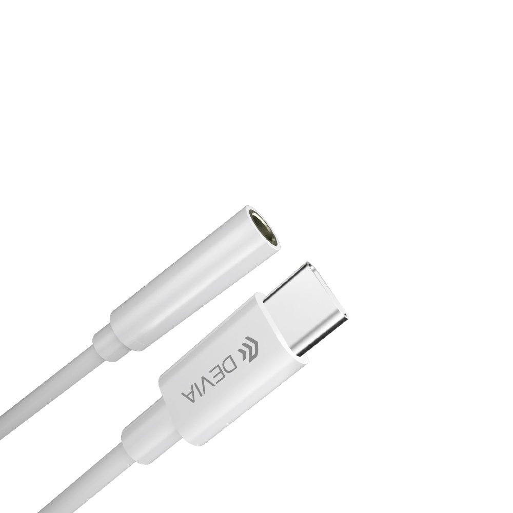 Adaptér Devia EC608 USB-C - jack 3,5mm bílý