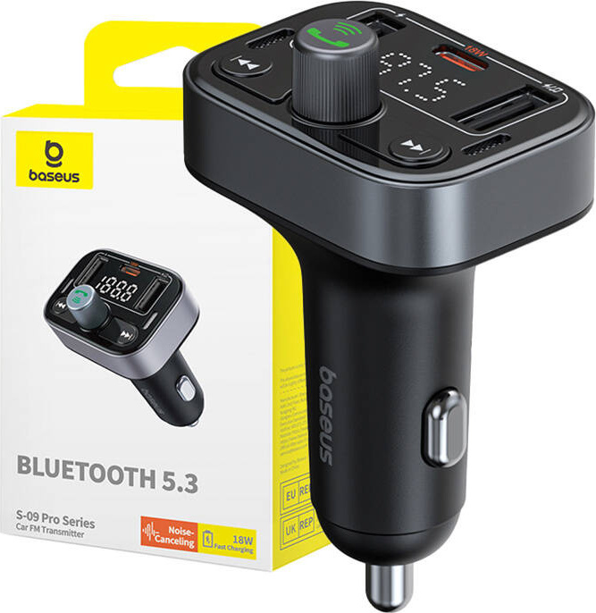 Vysílač FM Baseus S-09 Pro, Bluetooth (černý)