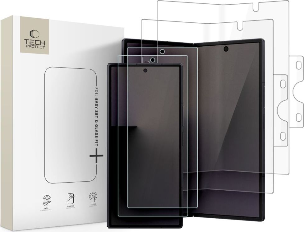 Tech-Protect Easy Set Glass Fit+ 4v1 ochranné sklo a hydrogelová fólie s aplikátorem pro Samsung Galaxy Z Fold 8 Ultra