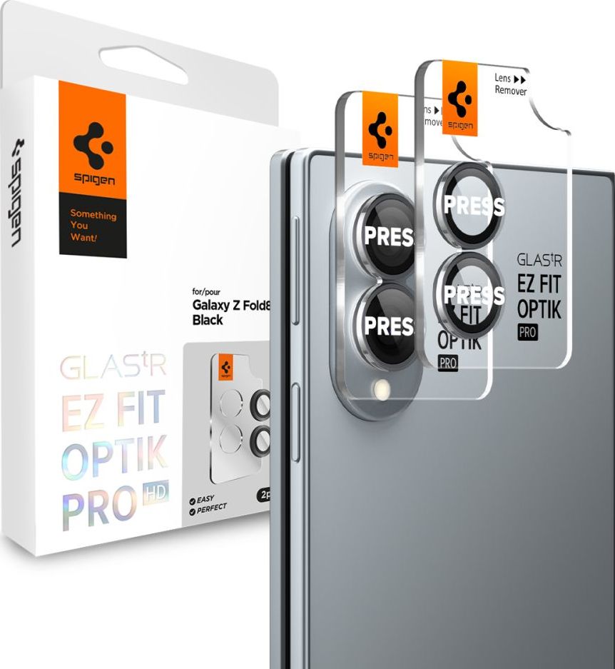 Ochranné sklo na čočku fotoaparátu SPIGEN OPTIK PRO GLAS.TR EZ FIT AC CAMERA PROTECTOR 2-PACK GALAXY Z FOLD 8 BLACK s aplikátorem (2 kusy)