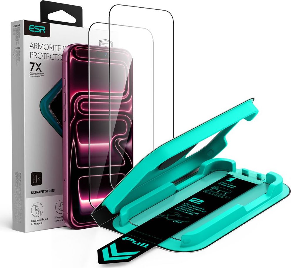 Tvrzené sklo ESR ULTRAFIT ARMORITE TEMPERED GLASS 2-PACK IPHONE 17 PRO MAX / 18 PRO MAX BLACK (2 kusy s aplikátorem)