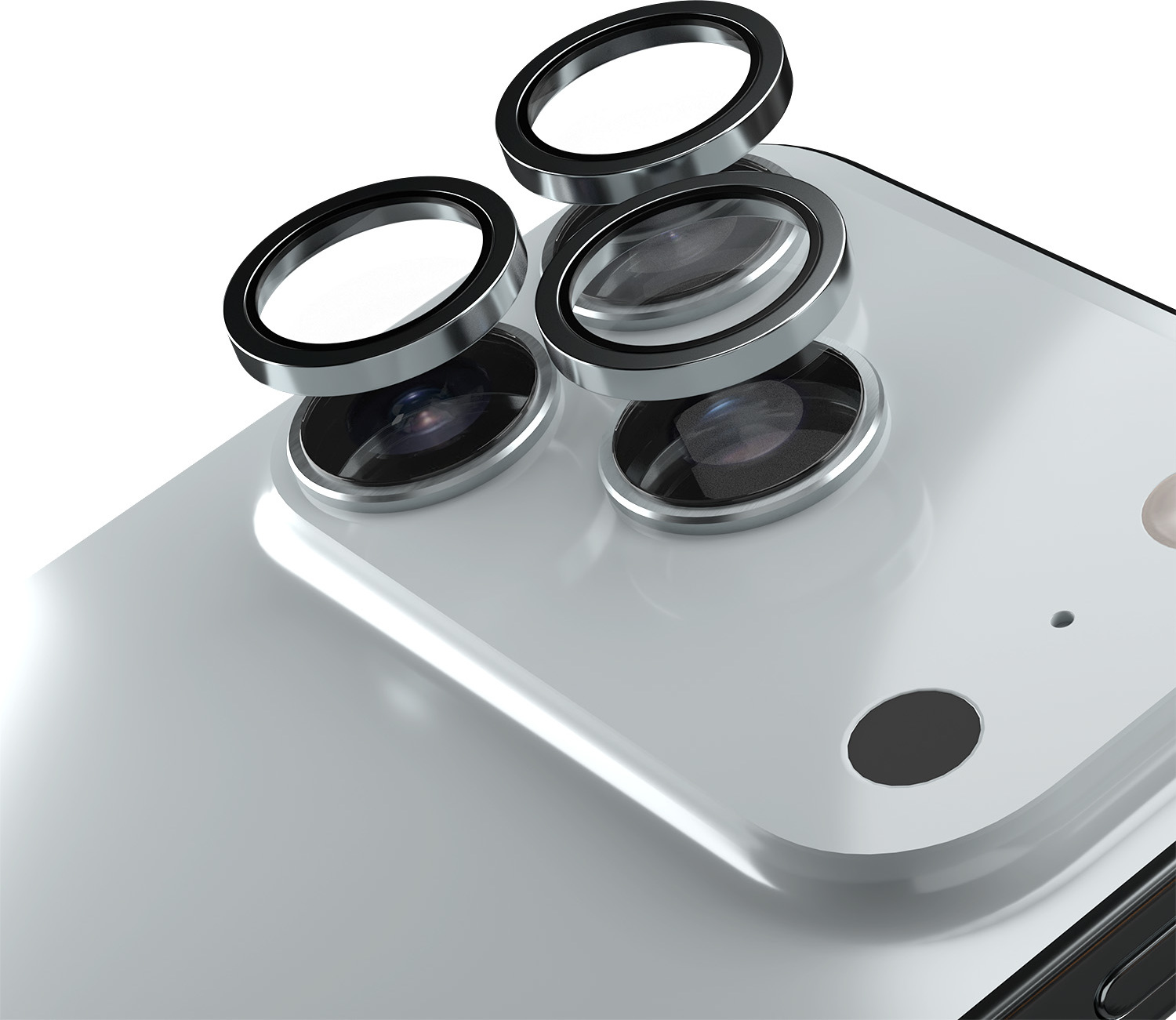 Ochranný kryt Etteri na objektiv fotoaparátu pro iPhone 18 Pro / 18 Pro Max, stříbrný