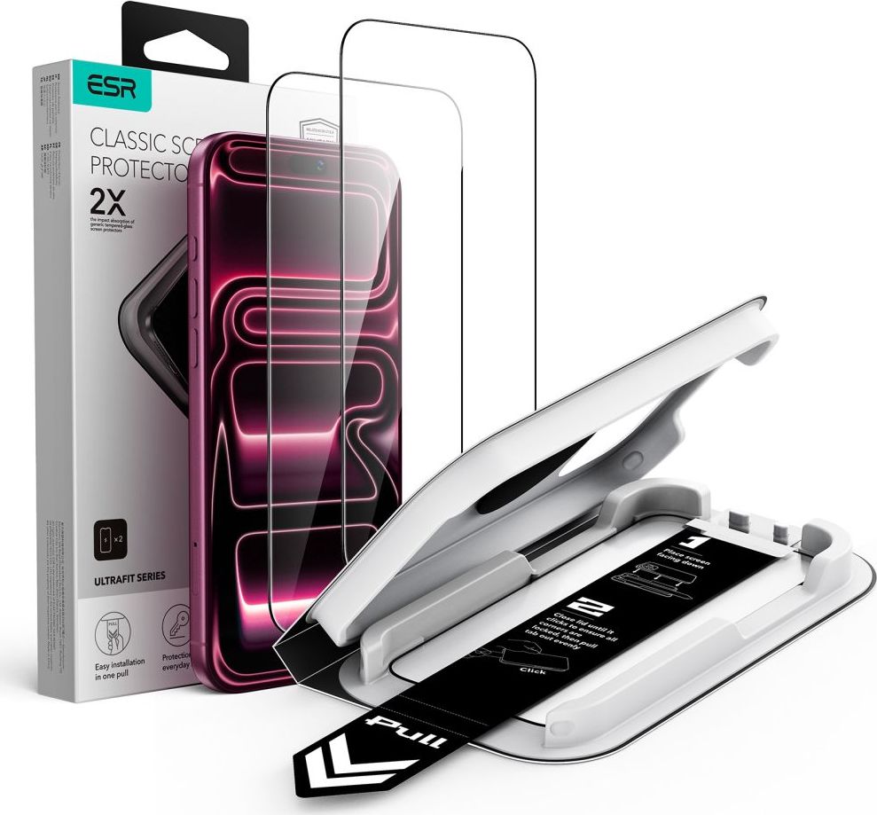 Tvrzené sklo ESR ULTRAFIT CLASSIC TEMPERED GLASS 2-PACK IPHONE 17 PRO MAX / 18 PRO MAX BLACK