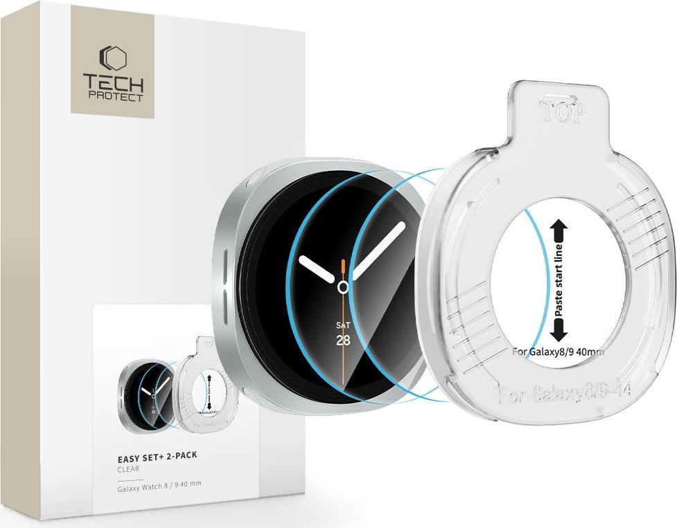 Tvrzené sklo TECH-PROTECT EASY SET+ 2-PACK SAMSUNG GALAXY WATCH 8 / 9 (40 MM) CLEAR (s aplikátorem)