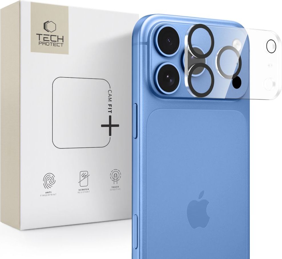 Ochranné sklo a kryt na čočky fotoaparátu TECH-PROTECT CAM FIT+ IPHONE 18 PRO CLEAR