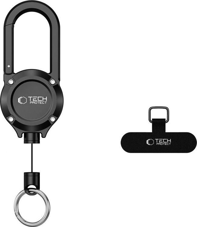 TECH-PROTECT ATH02 URBANLOOP ANTI-THEFT HOLDER držák s karabinou a lankem na telefon / klíče, černý