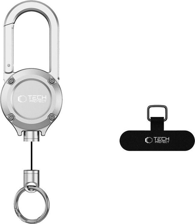 TECH-PROTECT ATH02 URBANLOOP ANTI-THEFT HOLDER držák s karabinou a lankem na telefon / klíče, stříbrná