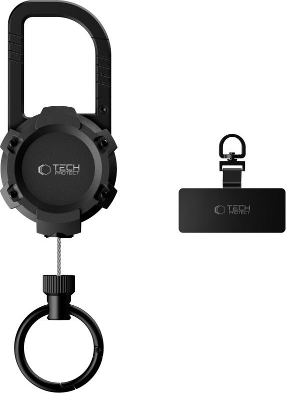 TECH-PROTECT ATH03 URBANLOOP ANTI-THEFT HOLDER držák s karabinou a lankem na telefon / klíče, černý