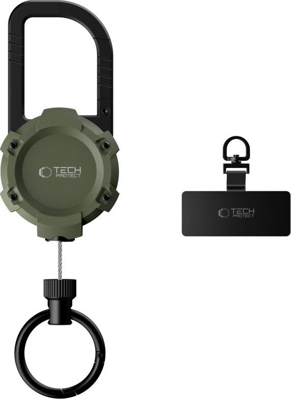 TECH-PROTECT ATH03 URBANLOOP ANTI-THEFT HOLDER držák s karabinou a lankem na telefon / klíče, military green