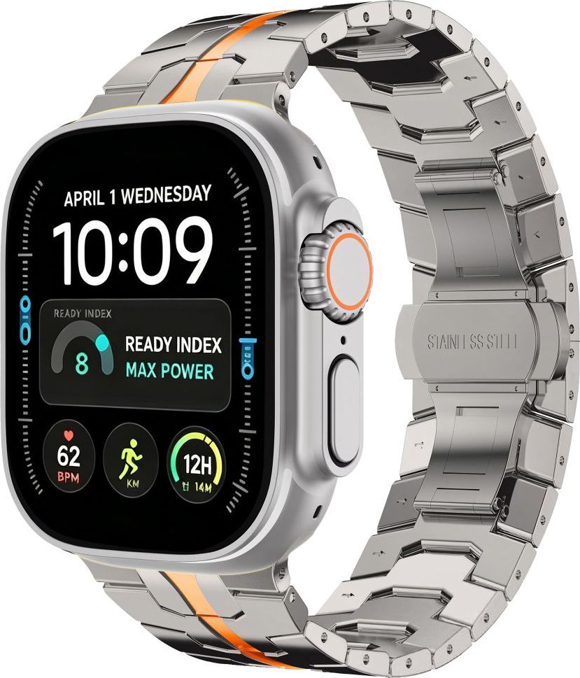 TECH-PROTECT STAINLESS APPLE WATCH 8 / 9 / 10 / 11 / 12 / SE / ULTRA (44 / 45 / 46 / 49 MM) TITANIUM/ORANGE