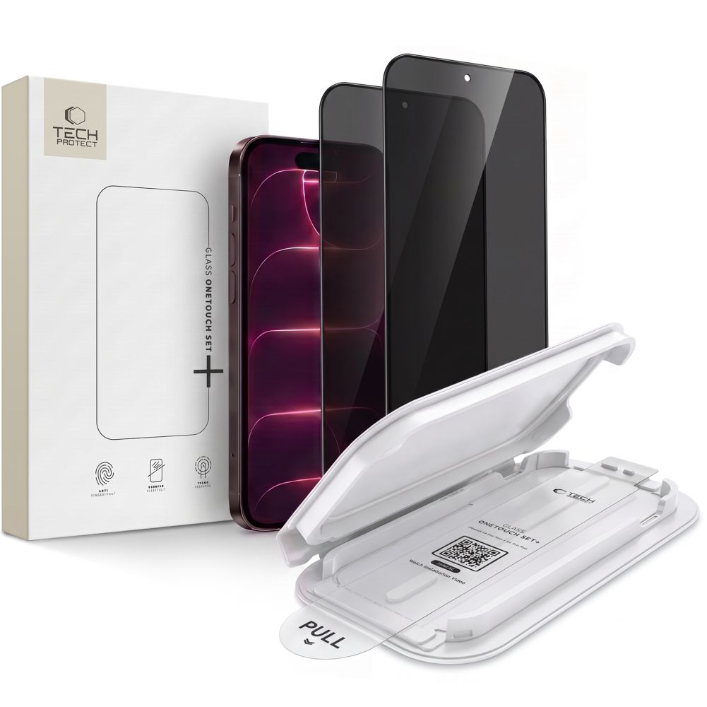 TECH-PROTECT Privacy zatmavující sklo ONETOUCH SET SPY+ 2-PACK (2 kusy v balení) IPHONE 18 PRO PRIVACY (s aplikátorem)