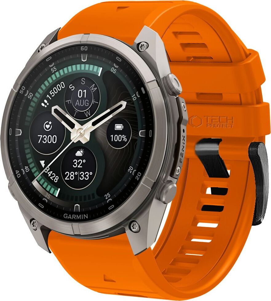 TECH-PROTECT SILICONE GARMIN FENIX 5 / 6 / 6 PRO / 7 / 8 / 8 PRO / E / 9 / 9 PRO (47 MM) SIGNAL ORANGE