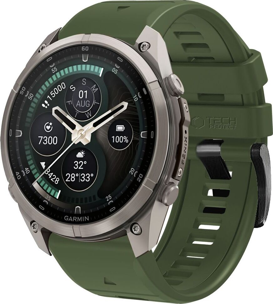 TECH-PROTECT SILICONE GARMIN FENIX 5 / 6 / 6 PRO / 7 / 8 / 8 PRO / E / 9 / 9 PRO (47 MM) MILITARY GREEN