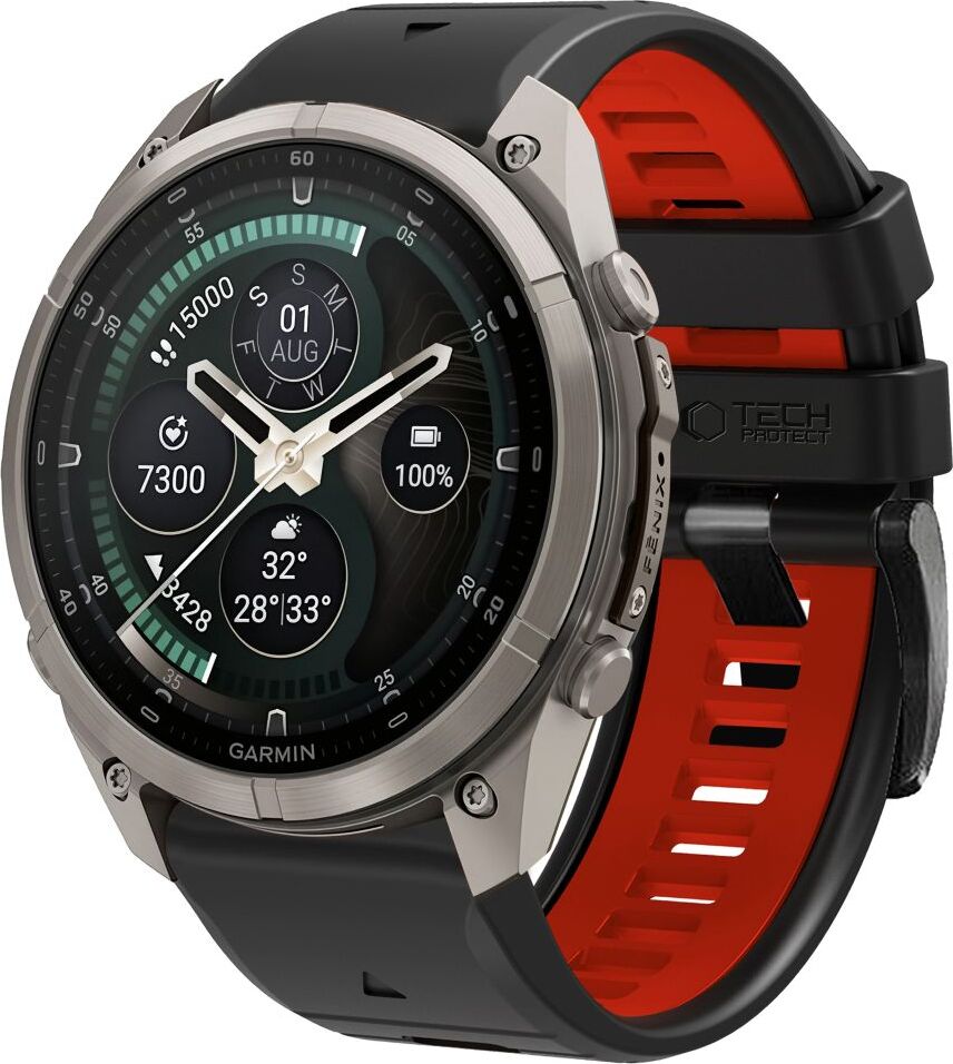 TECH-PROTECT ICONBAND PRO GARMIN FENIX 5 / 6 / 6 PRO / 7 / 8 / 8 PRO / E / 9 / 9 PRO (47 MM) BLACK/RED
