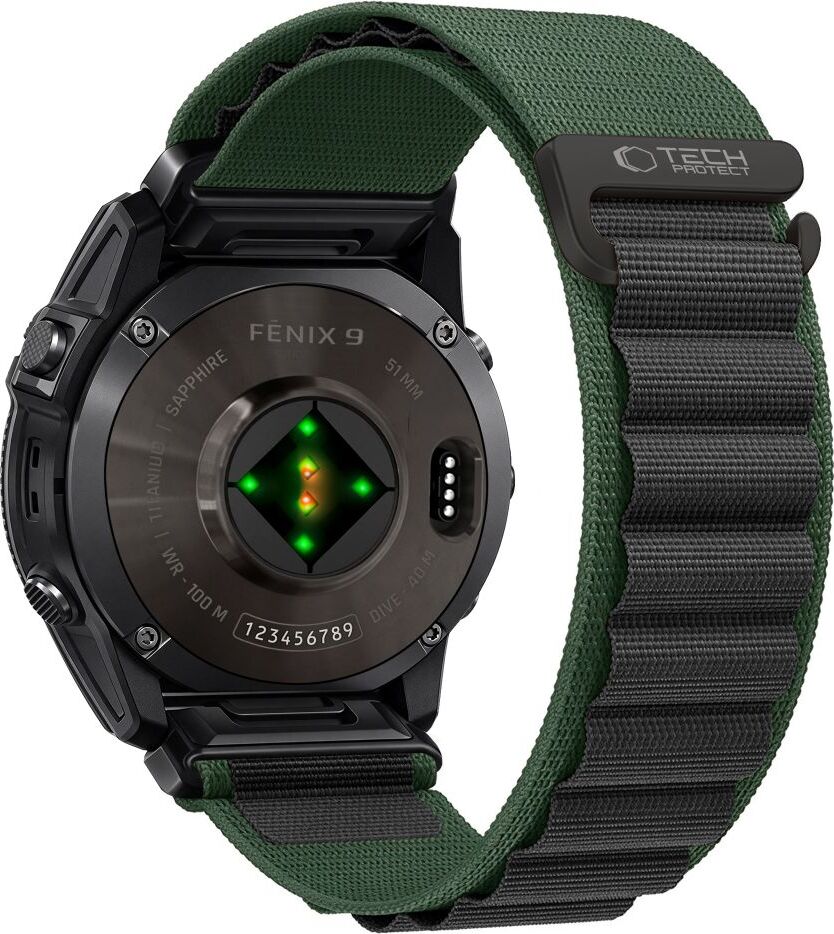 TECH-PROTECT NYLON PRO GARMIN FENIX 5X / 5X PLUS / 6X / 6X PRO / 7X / 8 / 8 PRO / 9 / 9 PRO (51 MM) GREEN/BLACK