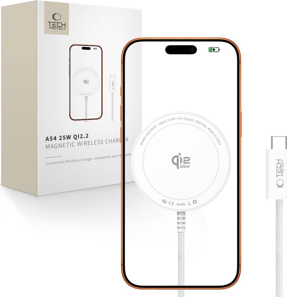 TECH-PROTECT A54 MAGNETIC MAGSAFE WIRELESS CHARGER 25W QI2.2 WHITE