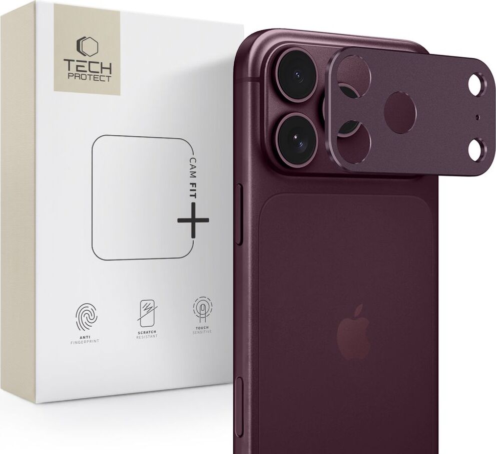 Ochranný kryt na kameru Tech-Protect Camalloy Fit+ pro iPhone 18 Pro, vínový