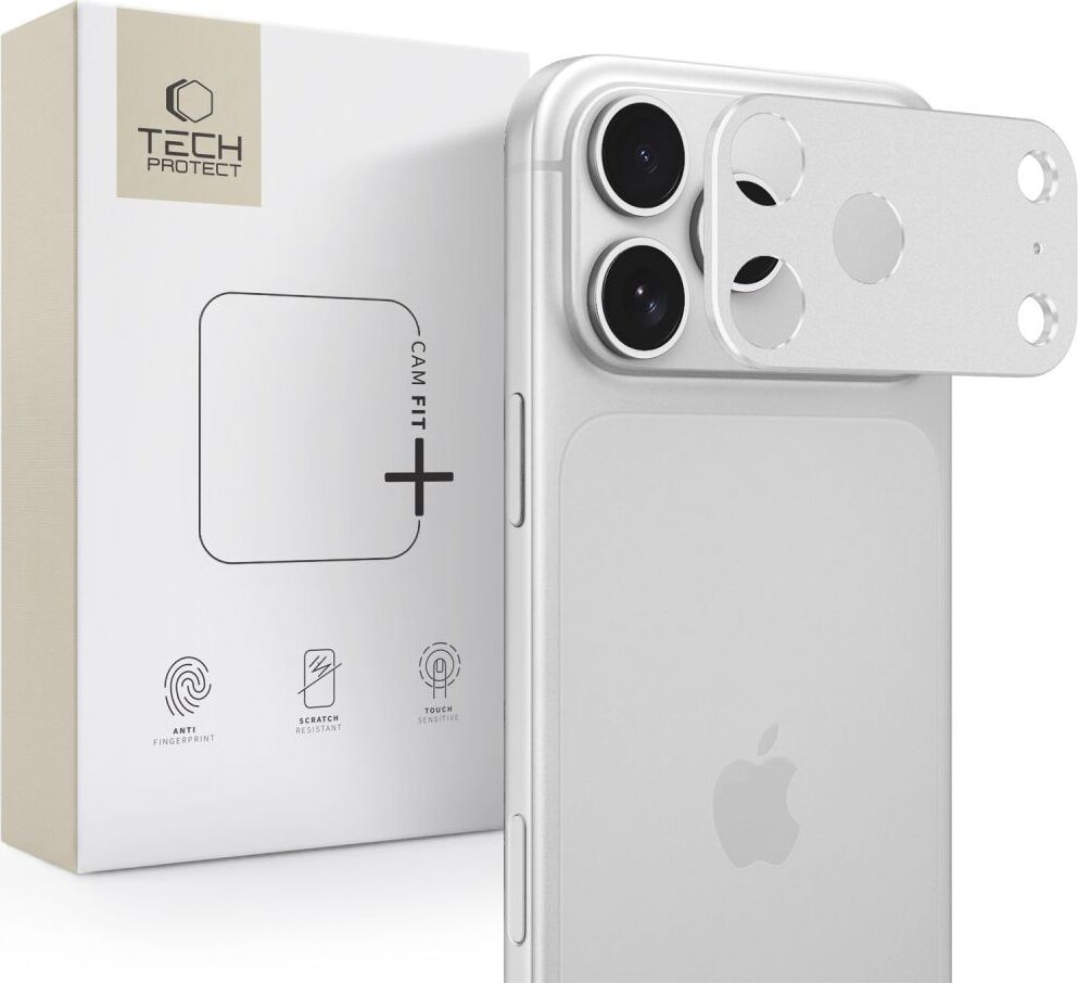 Ochranný kryt pro iPhone 18 Pro Max, stříbrný, s technologií Tech-Protect Camalloy Fit+