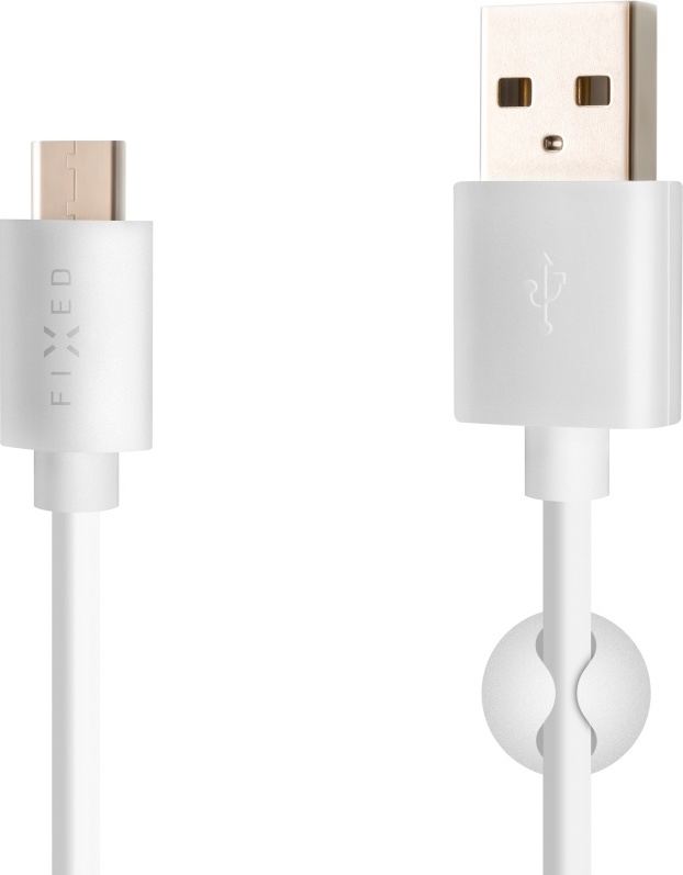 Datový a nabíjecí kabel FIXED s konektory USB/USB-C, USB 2.0, 1 metr, bílý