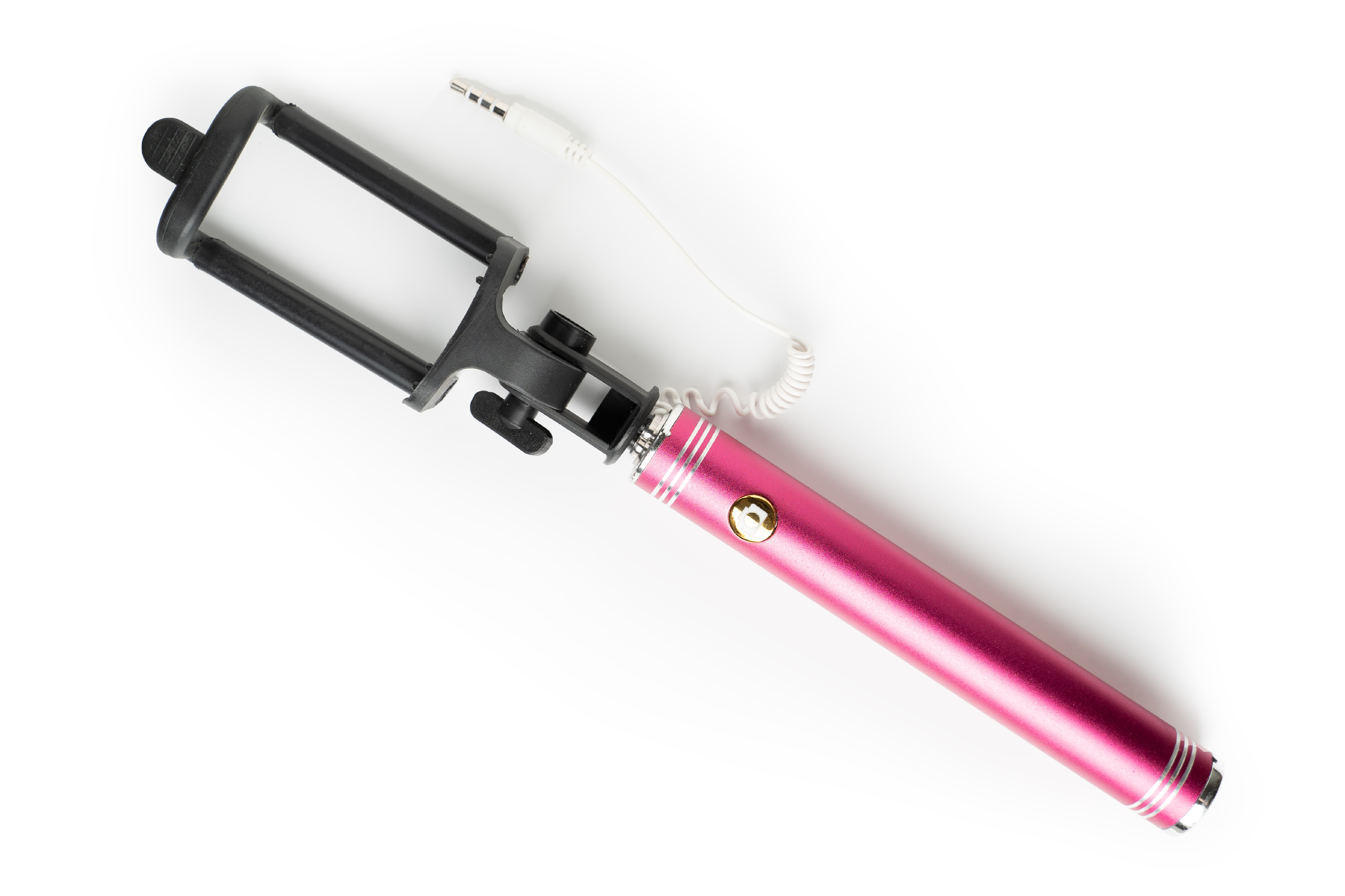 Selfie tyč Clearo Alu - red s 3,5mm jackem - růžová